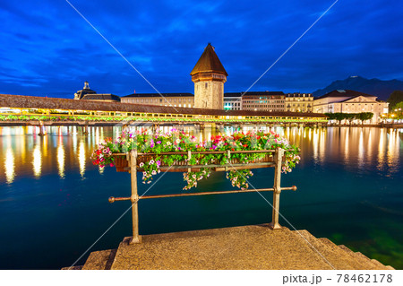 Kapellbrucke Bridge, Wasserturm Tower, Lucerne 78462178