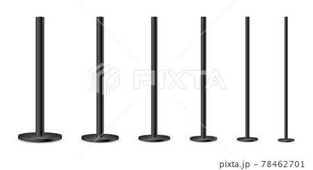 Realistic metal poles collection isolated on white background. Glossy black steel pipes of various Realistic metal poles collection isolated on white background. Glossy black steel pipes of various 78462701