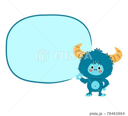 Cute funny yeti monster character with comic text box. Vector hand drawn cartoon kawaii character illustration icon. Isolated on white background. Yeti, Bigfoot baby cartoon character concept 78463664