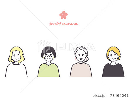 4人のシニア女性のアイコンイラスト 78464041