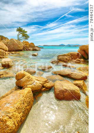 Enchanting view of Capriccioli beach in Costa Smeralda. Enchanting view of Capriccioli beach in Costa Smeralda. 78464237