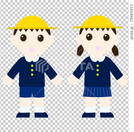 A child in a uniform wearing a hat with a troubled face A child in a uniform wearing a hat with a troubled face 78465053