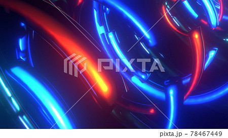 赤と青の発光リング かっこいいサイバー空間 別verあり のイラスト素材
