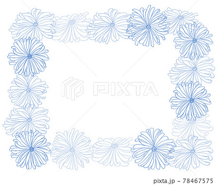 夏カラー手描きガーベラの花線画イラストメッセージフレームのイラスト素材
