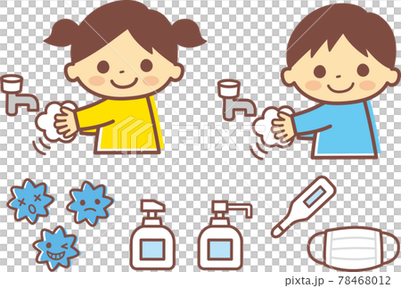 兒童洗手的插圖_可用線 78468012