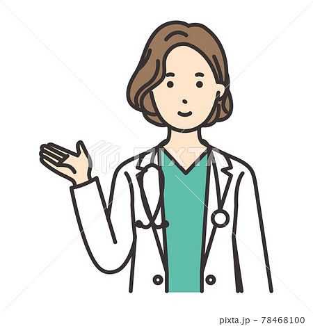 女性　医者　ポーズ　案内 78468100