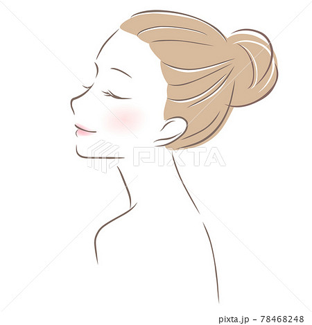 目を瞑る美しい女性 横顔のイラスト素材