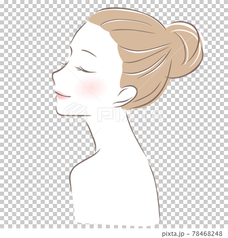 目を瞑る美しい女性 横顔のイラスト素材