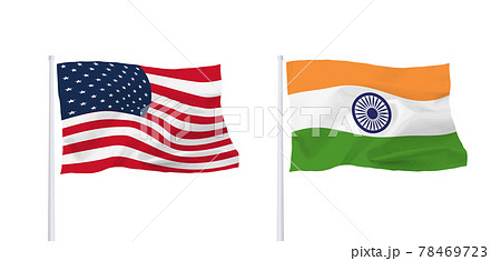 インドとアメリカの国旗のイラスト素材
