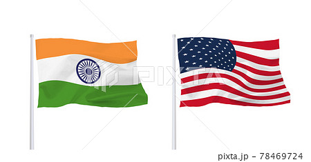 インドとアメリカの国旗のイラスト素材