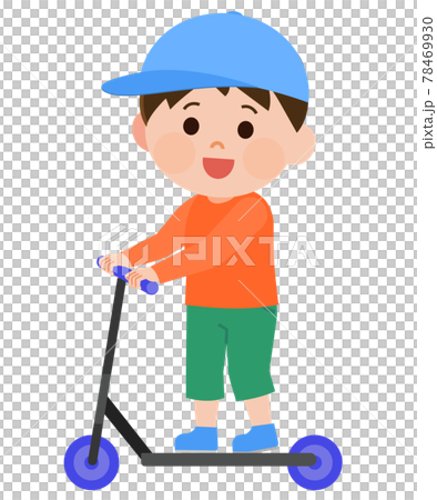 Illustration of a boy playing with a kickboard Illustration of a boy playing with a kickboard 78469930