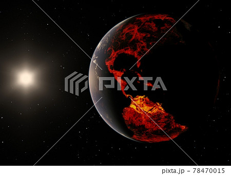 地球CG　ネガティブイメージ　perming3DCG　イラスト素材 78470015