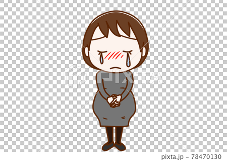 全身 正面 反省し悲しくて泣いている妊婦のイラスト素材