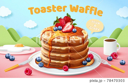 3d Toaster Waffle Banner Adのイラスト素材