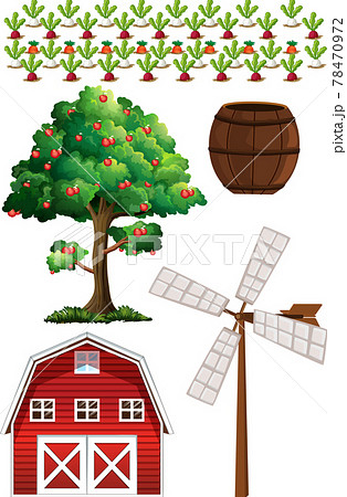 Farm element set isolated on white background Farm element set isolated on white background 78470972