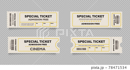 入場無料のチケットのベクターイラストセット 黄色 のイラスト素材