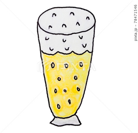 色鉛筆手書きのグラスビールのイラスト素材
