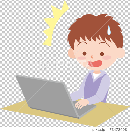 A boy surprised to see a laptop A boy surprised to see a laptop 78472408