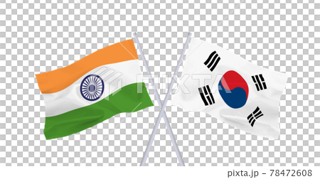 インドと韓国の国旗のイラスト素材