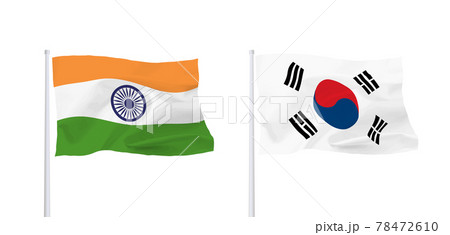 インドと韓国の国旗のイラスト素材
