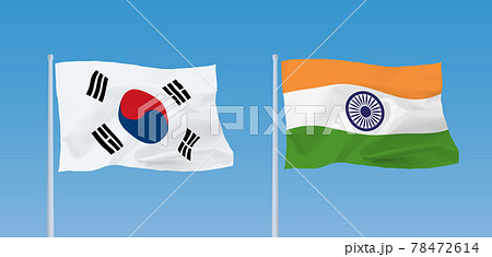 インドと韓国の国旗のイラスト素材