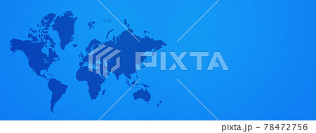 World map on blue wall background. Horizontal banner World map on blue wall background. Horizontal banner 78472756