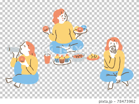 Woman eating donuts_set 78473962