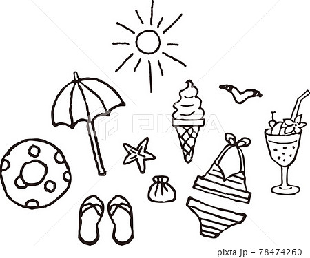 夏のリゾートイメージ手書き 78474260
