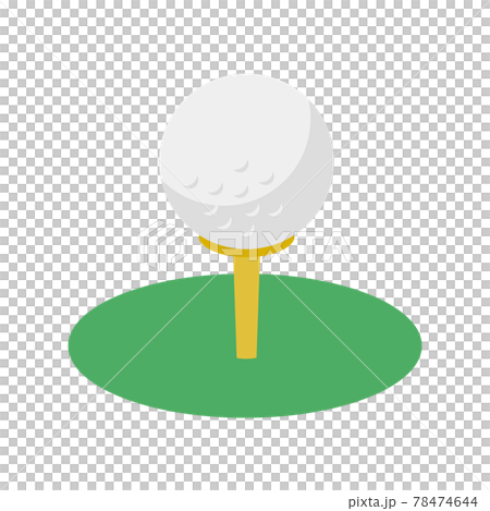 ゴルフのアイコン。芝生の上のティーとゴルフボールのイラスト。 78474644
