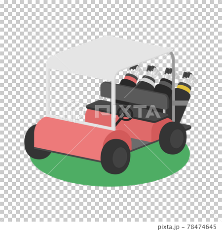 高爾夫圖標。在草坪上的高爾夫球車的插圖。 高爾夫圖標。在草坪上的高爾夫球車的插圖。 78474645