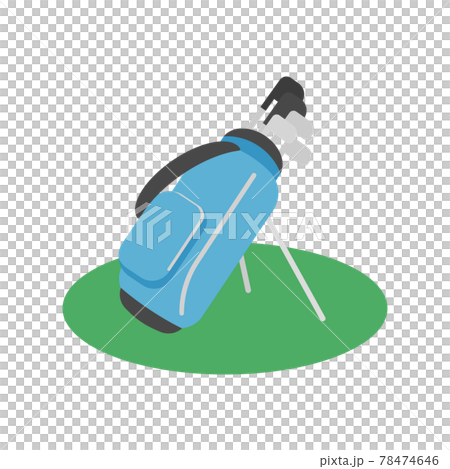 高爾夫圖標。在草坪上的立式球童包的插圖。 78474646