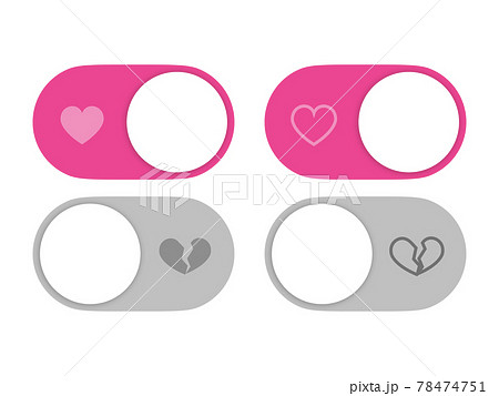 恋愛 失恋イメージ ハートトグルボタン 切り替え オンオフスイッチ のイラスト素材