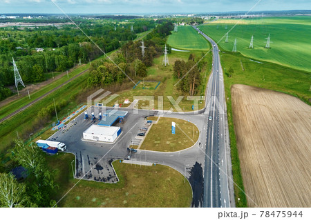 Aerial view of gas station 78475944