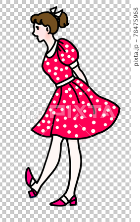穿著圓點連衣裙的女孩 78475968