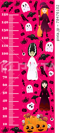Halloween growth chart for kids with witch, vampire characters and pumpkins with ghosts on pink background Halloween growth chart for kids with witch, vampire characters and pumpkins with ghosts on pink background 78476102