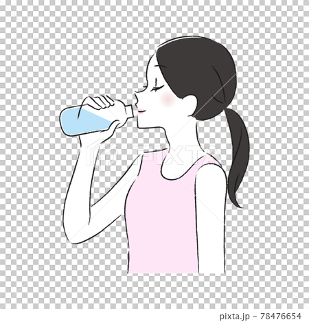 水を飲む女性のイラスト素材