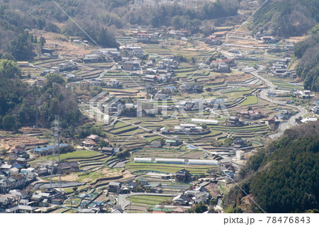 蓮華寺山の展望所から眺めた春の畑賀地区の景色 78476843