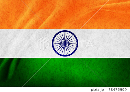 インド　 国旗　和紙　背景