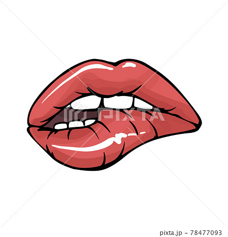 Sexy lips, teeth biting lips facial expression... - Stock Illustration  [78477093] - PIXTA
