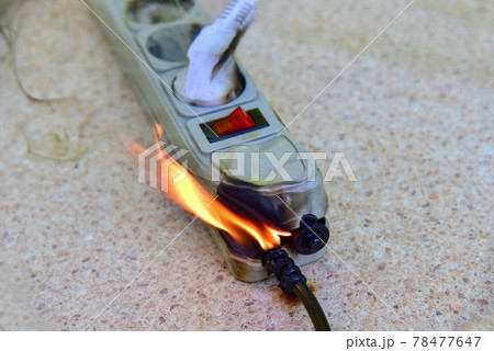 Outlets with switche caught fire in room.  78477647
