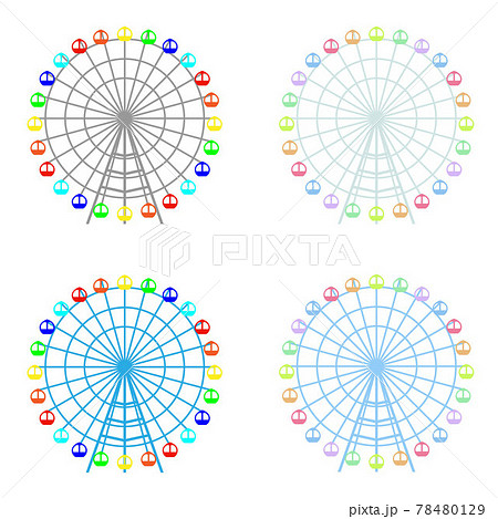 カラフルな観覧車のベクターイラスト セットのイラスト素材