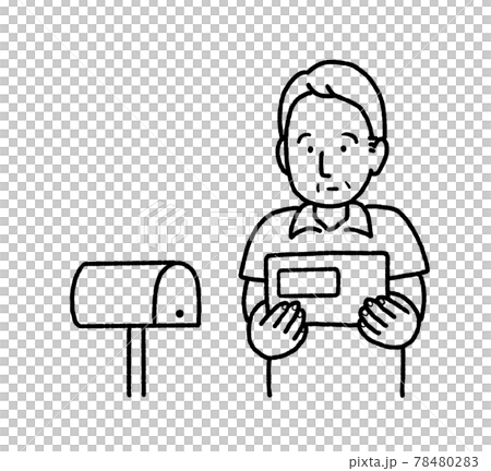 ワクチン接種券が届いたイラスト　線画 78480283