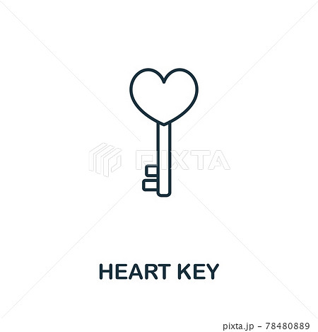 Heart Key icon from valentines day collection. Simple line element Heart Key symbol for templates, web design and infographics 78480889