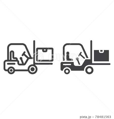 Forklift delivery truck line and glyph icon 78481563