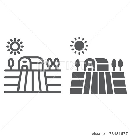 Harvest field line and glyph icon, farming Harvest field line and glyph icon, farming 78481677