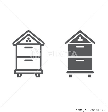 Wooden beehive line and glyph icon 78481679