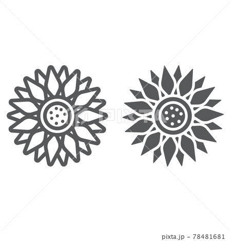 Sun flower line and glyph icon, farming Sun flower line and glyph icon, farming 78481681
