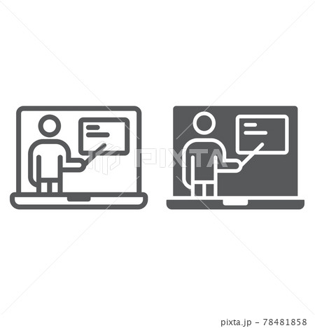 Distance Education line and glyph icon, e learningのイラスト素材 [78481858 ...