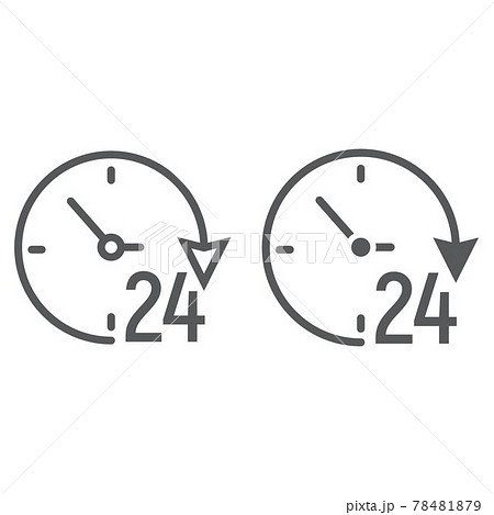 Twenty four hour line and glyph icon Twenty four hour line and glyph icon 78481879