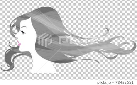 髪をなびかせる女性の横顔　水彩風 78482551